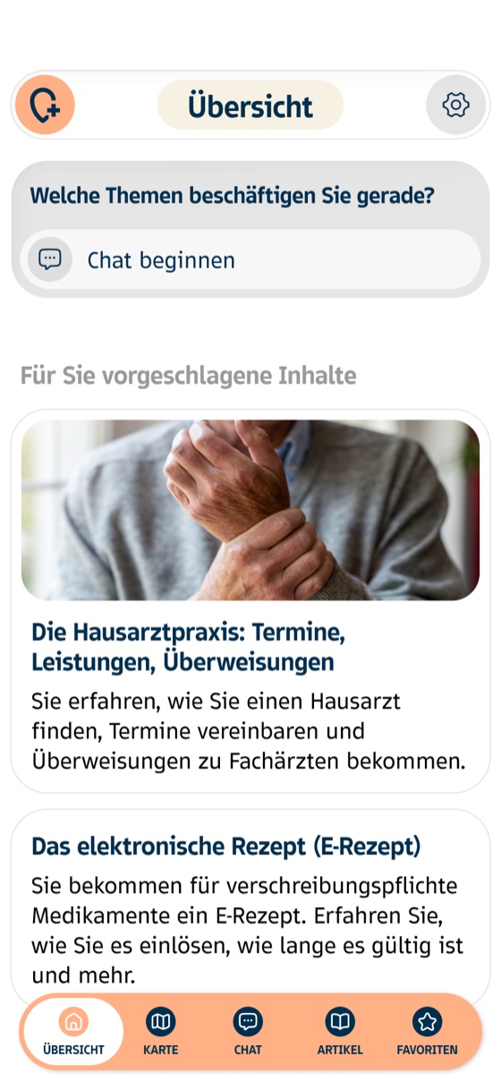 Übersicht mit vorgeschlagenen Inhalten